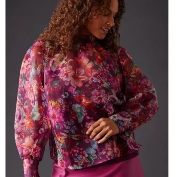 NWOT Anthropologie Organza  Purple Blouse. - Picture 4 of 5